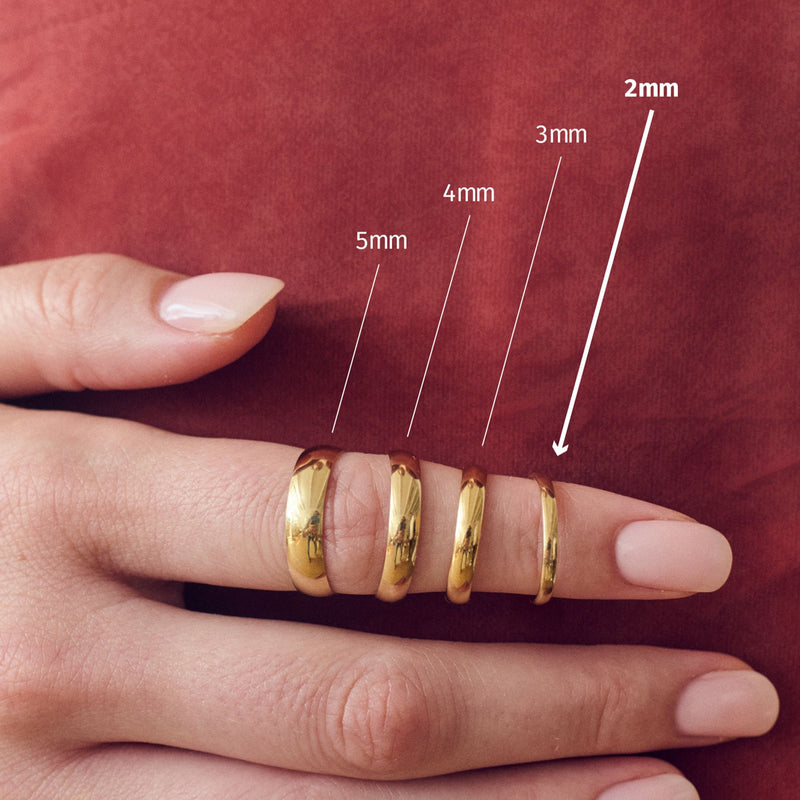 Classic 9ct Yellow Gold Court Wedding Band Ring - 2mm