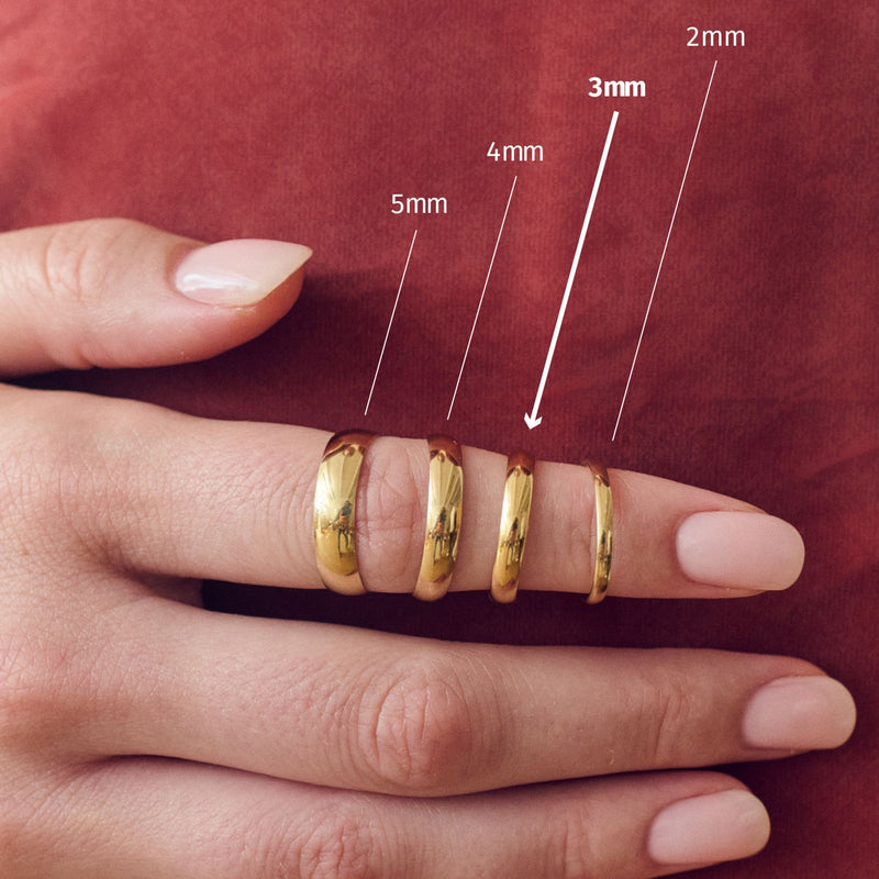 Classic 9ct Yellow Gold Court Wedding Band Ring - 3mm