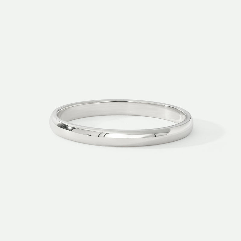 Classic 9ct White Gold D-Shape Wedding Band Ring - 2mm