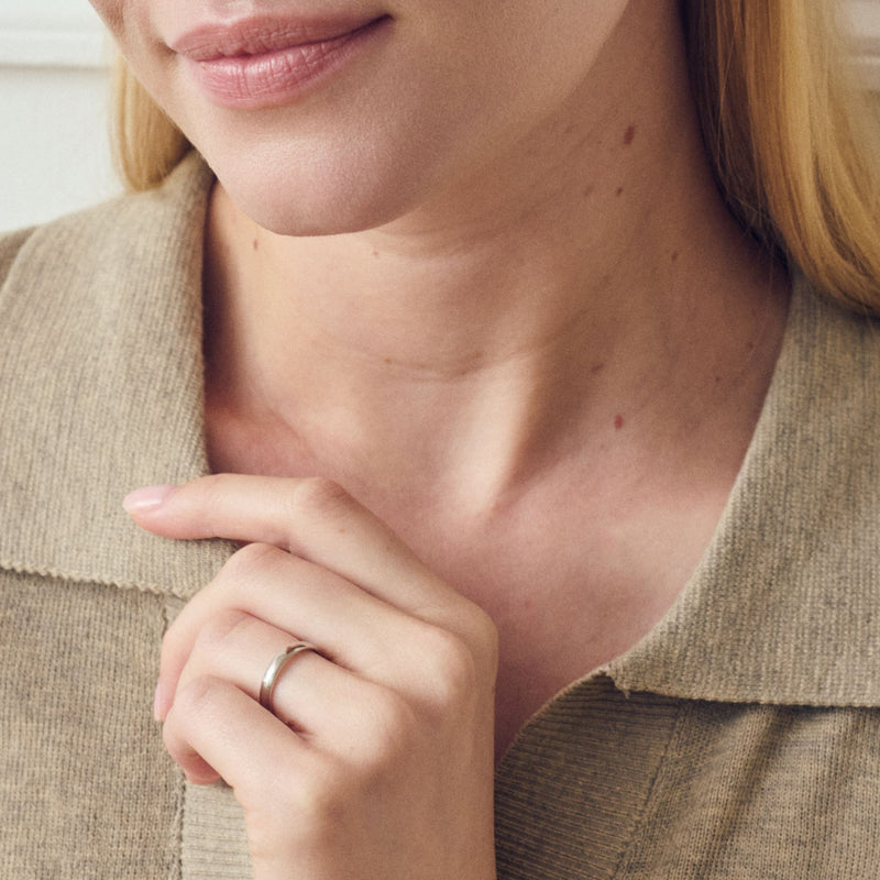 Classic 9ct White Gold D-Shape Wedding Band Ring - 3mm