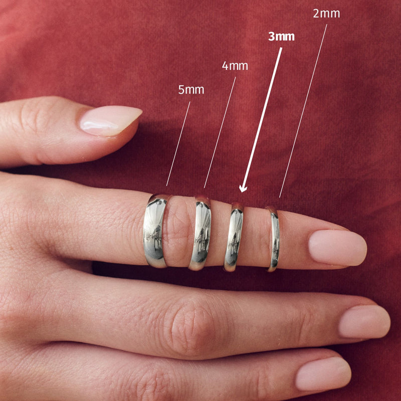 Classic 9ct White Gold D-Shape Wedding Band Ring - 3mm