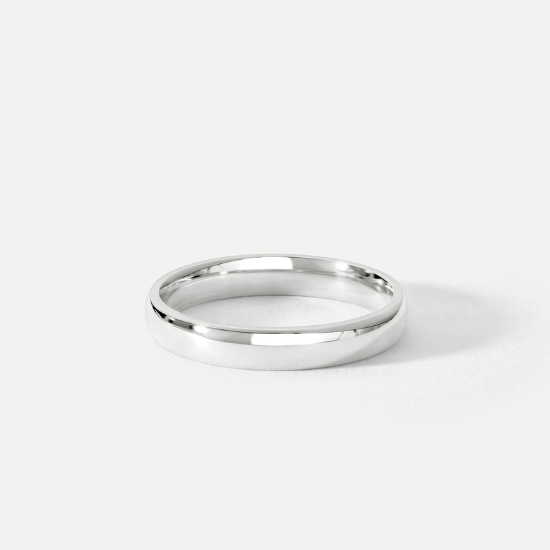 Classic 18ct White Gold D-Shape Wedding Band Ring - 3mm