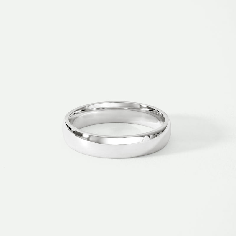 Classic 9ct White Gold Court Wedding Band Ring - 4mm