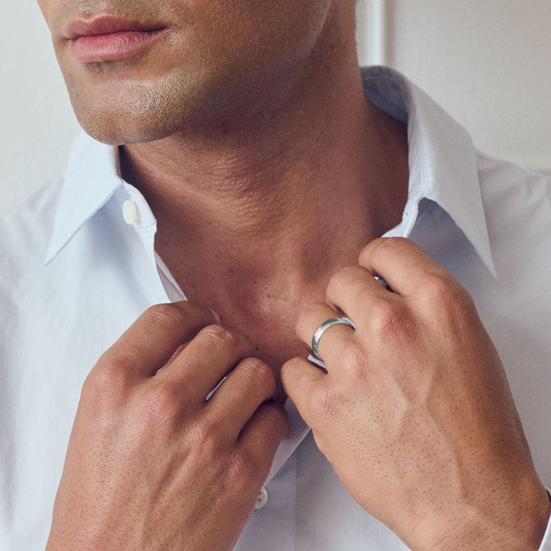 Classic 9ct White Gold D-Shape Wedding Band Ring - 5mm