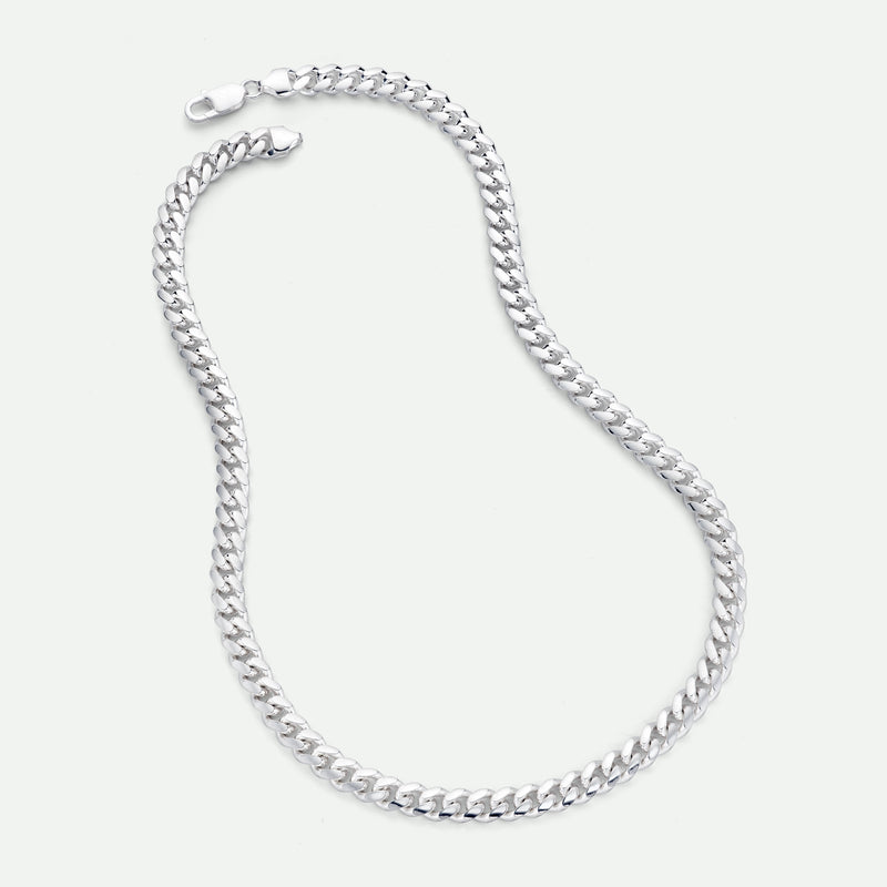 Sterling Silver Curb Chain Cuban (8mm) Necklace 22 inch