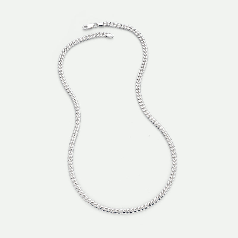 Sterling Silver Curb Chain Cuban (4.75mm) Necklace 20 inch