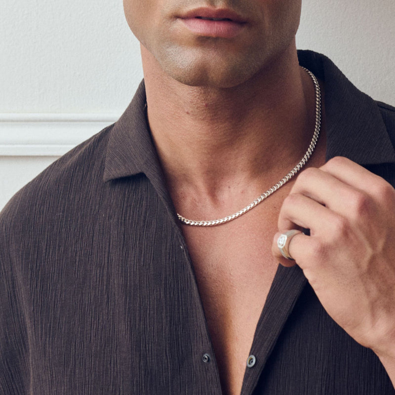 Sterling Silver Curb Chain Cuban (4.75mm) Necklace 20 inch