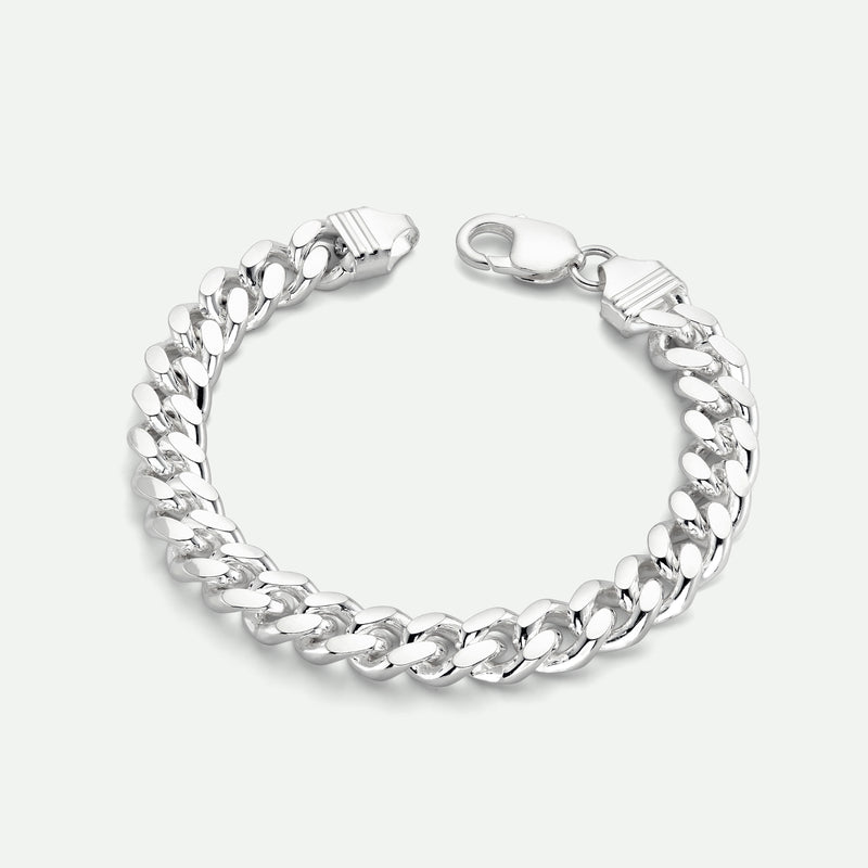Sterling Silver Curb Chain Cuban (10.5mm) Bracelet 8.5 inch