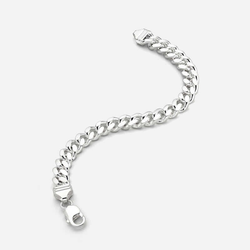 Sterling Silver Curb Chain Cuban (10.5mm) Bracelet 8.5 inch