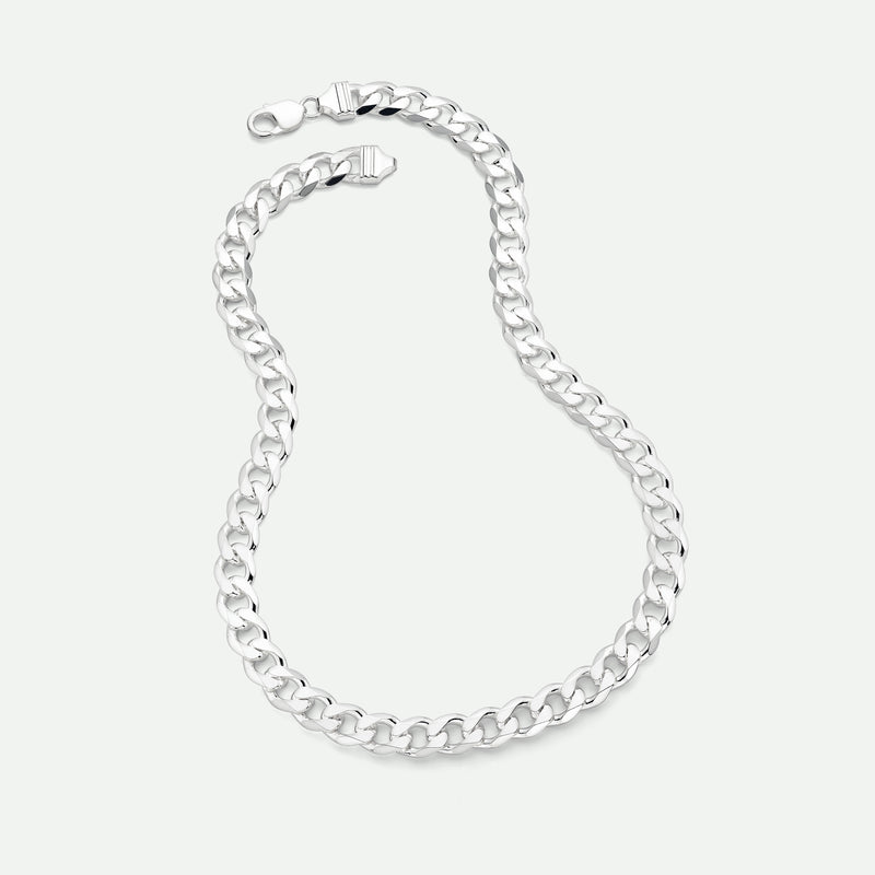 Sterling Silver Curb Chain (11.4mm) Necklace 22 inch