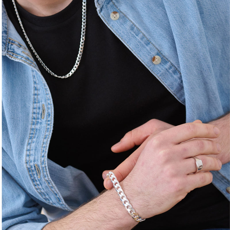 Sterling Silver Curb Chain (8mm) Bracelet 8.5 inch