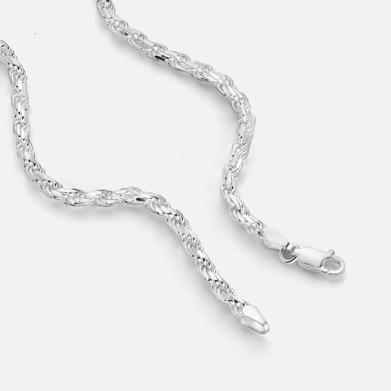 Sterling Silver Rope Chain Necklace 22 inch
