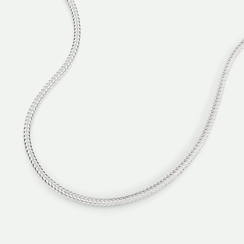 Sterling Silver Fox Tail Chain Necklace 18 inch (16+2")