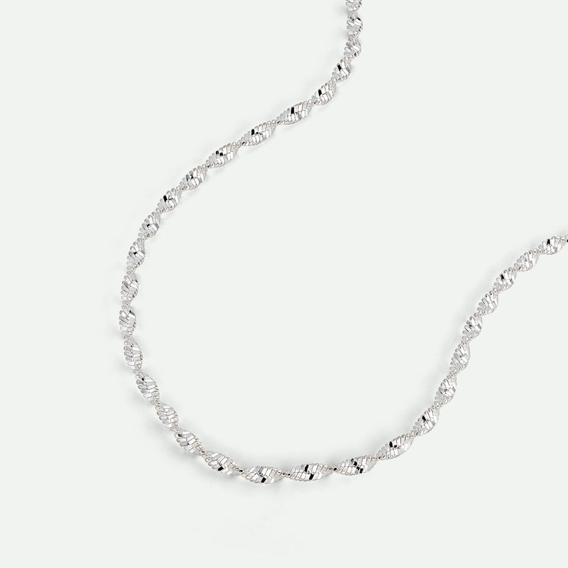 Sterling Silver Singapore Chain Necklace 18 inch