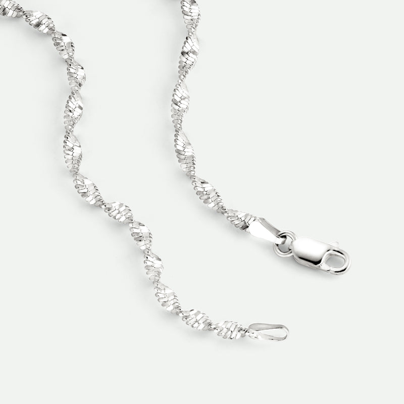 Sterling Silver Singapore Chain Necklace 18 inch