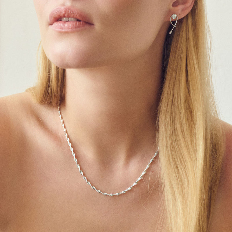 Sterling Silver Singapore Chain Necklace 18 inch