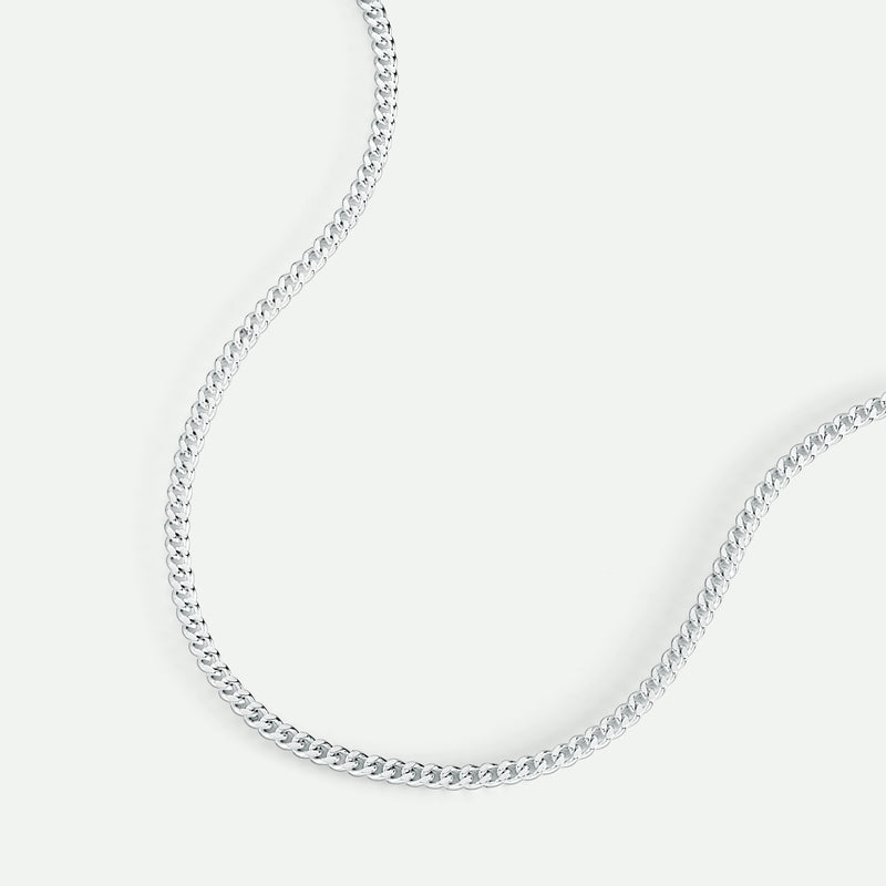 Sterling Silver Curb Chain (2.8mm) Necklace 18 inch