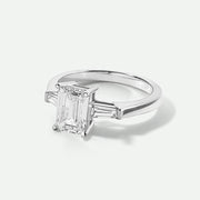 Elodie - 9ct White Gold 1.80ct tw. Emerald Cut and Tapered Baguettes Lab Grown Diamond Ring - image 3