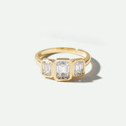 Eliza - 9ct Yellow Gold 2ct tw. Emerald Cut Lab Grown Diamond Trilogy Ring - image 1