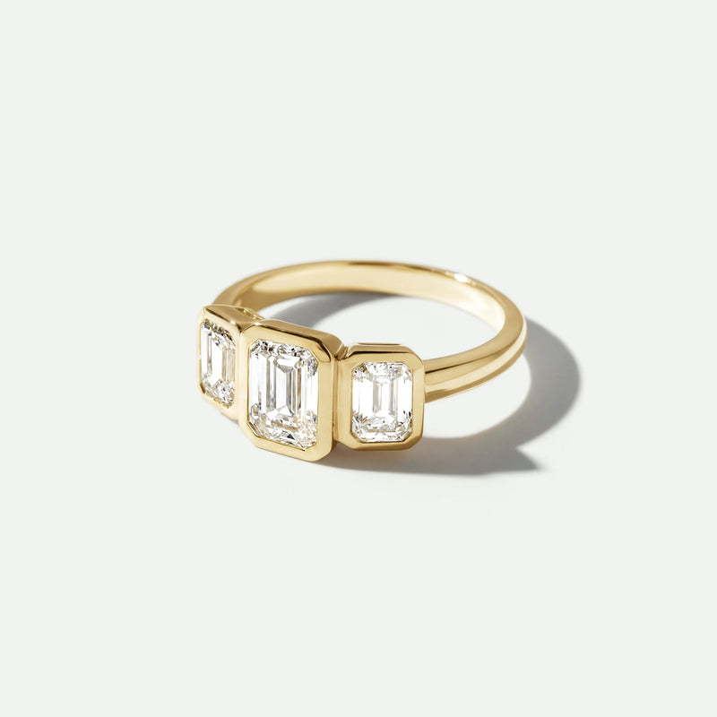 Eliza - 9ct Yellow Gold 2ct tw. Emerald Cut Lab Grown Diamond Trilogy Ring - image 2