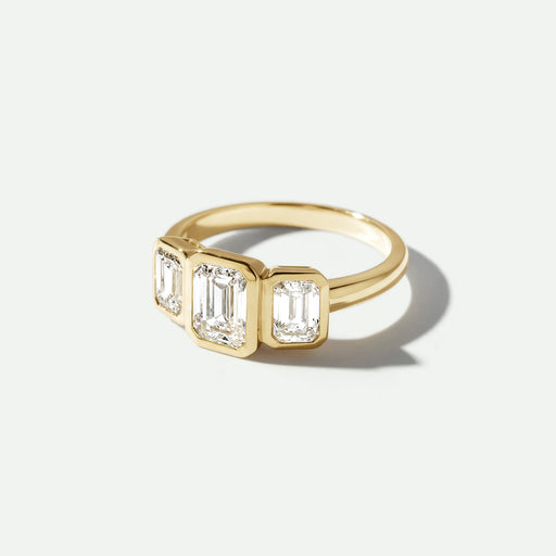 Eliza - 9ct Yellow Gold 2ct tw. Emerald Cut Lab Grown Diamond Trilogy Ring - image 2