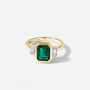 Astrid - 9ct Yellow Gold Created Emerald and 0.50ct tw. Lab Grown Diamond Trilogy - image 1