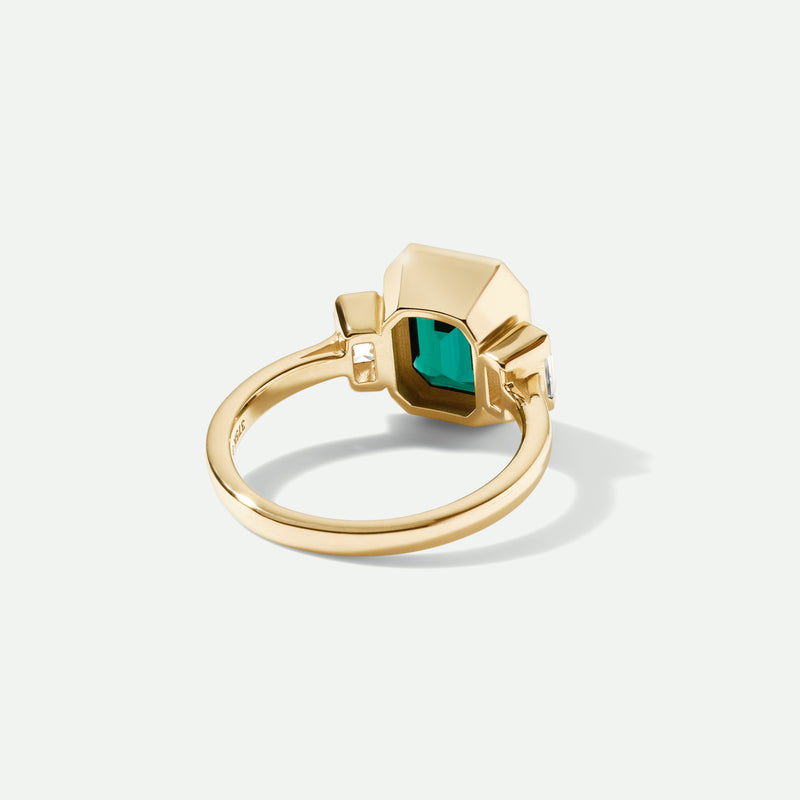 Astrid - 9ct Yellow Gold Created Emerald and 0.50ct tw. Lab Grown Diamond Trilogy - image 3