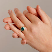 Astrid - 9ct Yellow Gold Created Emerald and 0.50ct tw. Lab Grown Diamond Trilogy - image 5