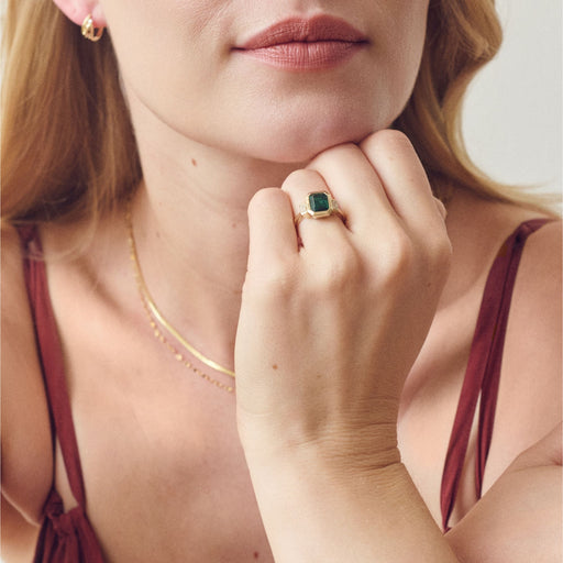 Astrid - 9ct Yellow Gold Created Emerald and 0.50ct tw. Lab Grown Diamond Trilogy - image 4