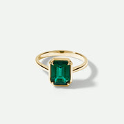 Jane - 9ct Yellow Gold Created Emerald Ring - image 1