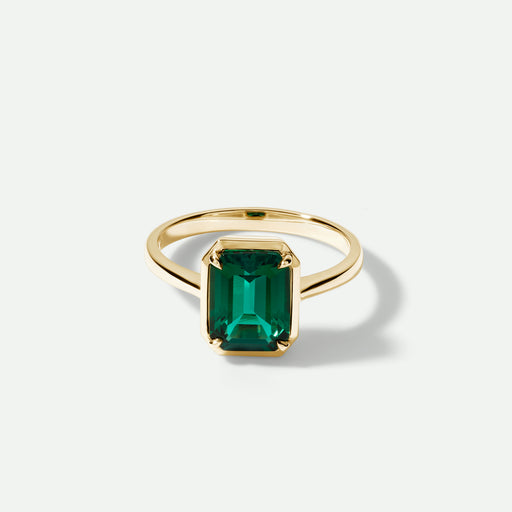 Jane - 9ct Yellow Gold Created Emerald Ring - image 1