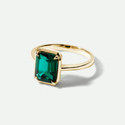 Jane - 9ct Yellow Gold Created Emerald Ring - image 4
