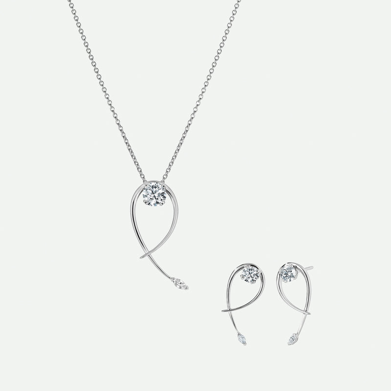 Ivy Necklace | 9ct White Gold 0.40ct Twist Vine Necklace 18 Inches