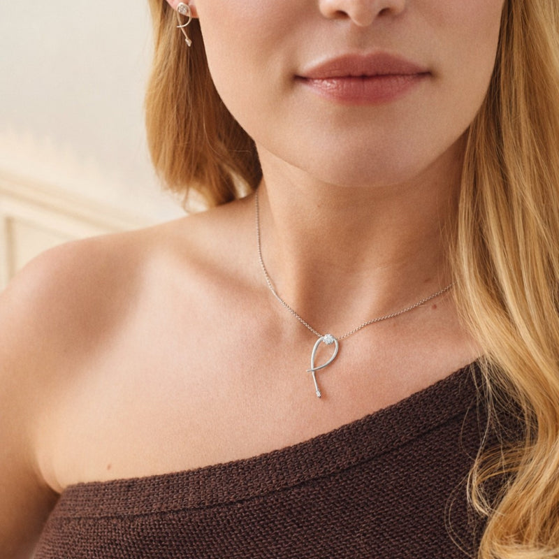 Ivy Necklace | 9ct White Gold 0.40ct Twist Vine Necklace 18 Inches