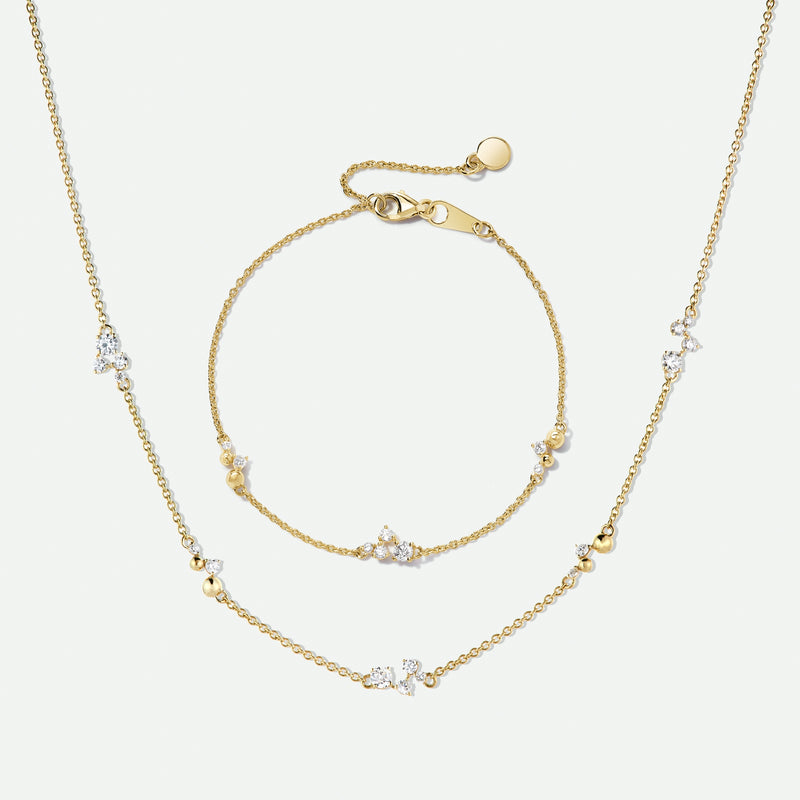 Luna Necklace | 9ct Yellow Gold 0.52ct tw. Lab Grown Diamond Scatter Necklace 18 Inches