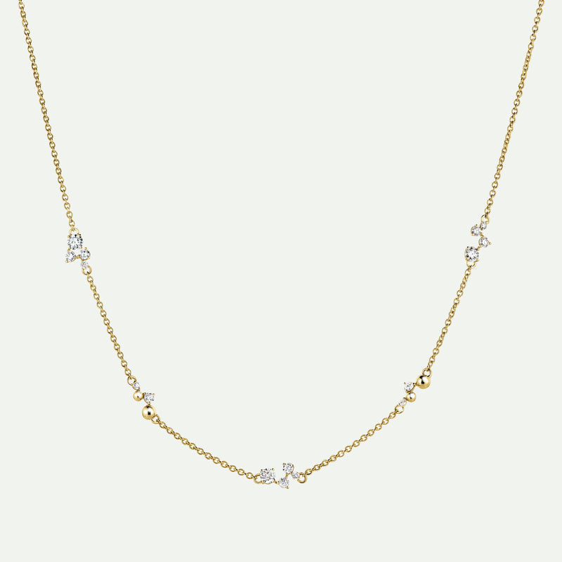 Luna Necklace | 9ct Yellow Gold 0.52ct tw. Lab Grown Diamond Scatter Necklace 18 Inches
