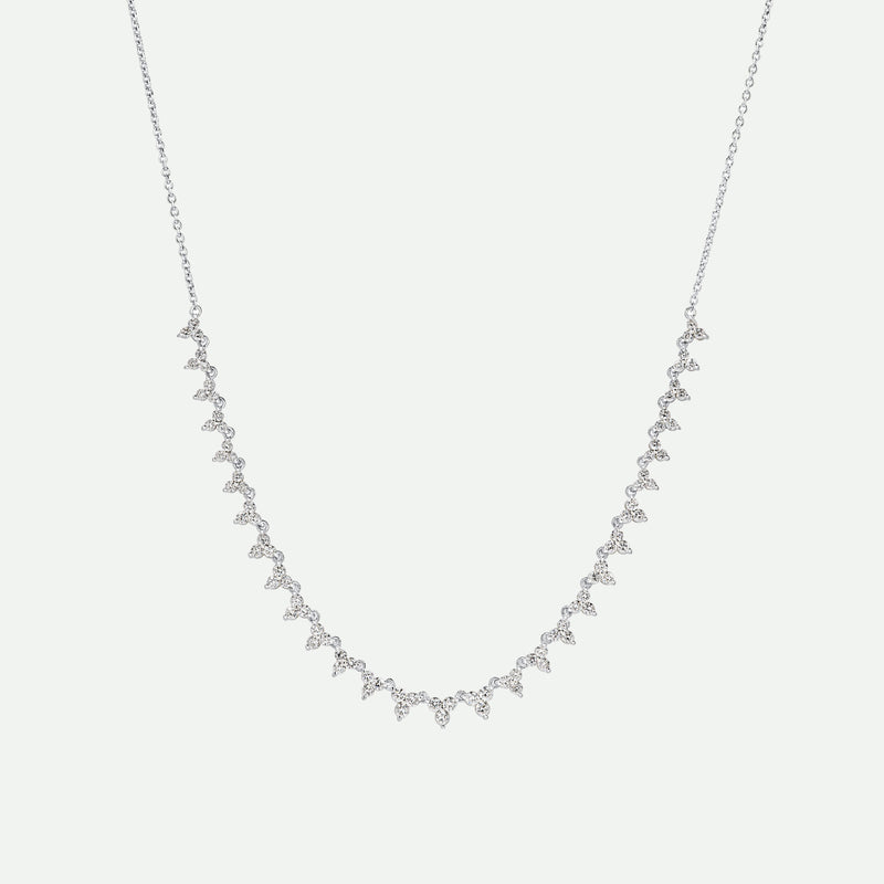Beatrice - 9ct White Gold 1.14ct tw. Trio Clusters Half Tennis Necklace 18 Inches - image 1