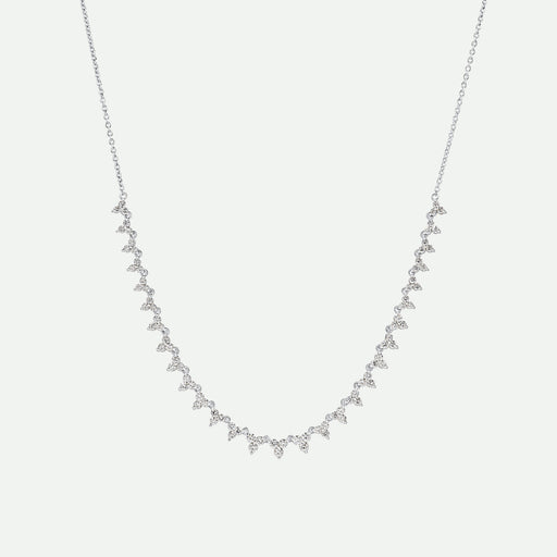 Beatrice - 9ct White Gold 1.14ct tw. Trio Clusters Half Tennis Necklace 18 Inches - image 1