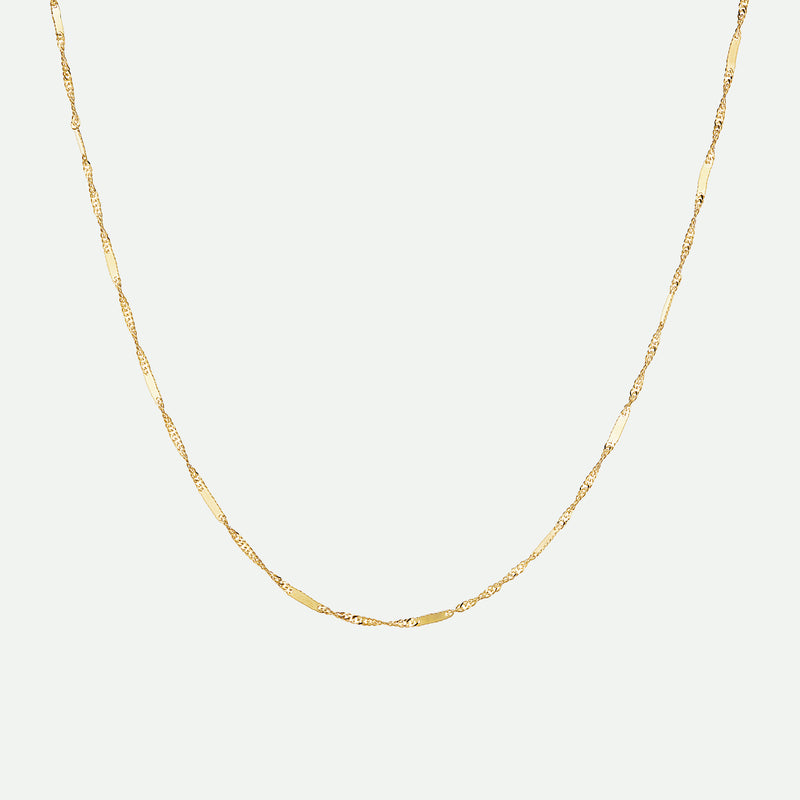 9ct Yellow Gold Solid Singapore Bar Chain Necklace 18 inch