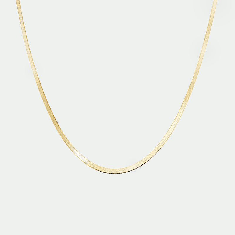 9ct Yellow Gold Herringbone Chain Necklace 16 + 2 inch