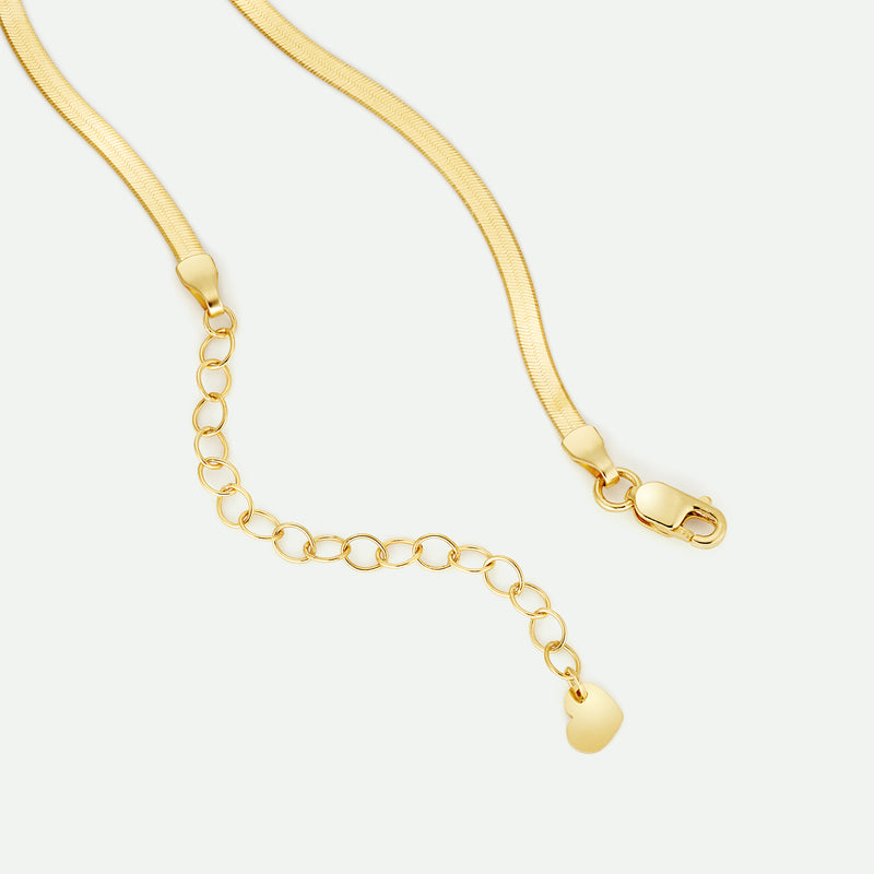 9ct Yellow Gold Herringbone Chain Necklace 16 + 2 inch