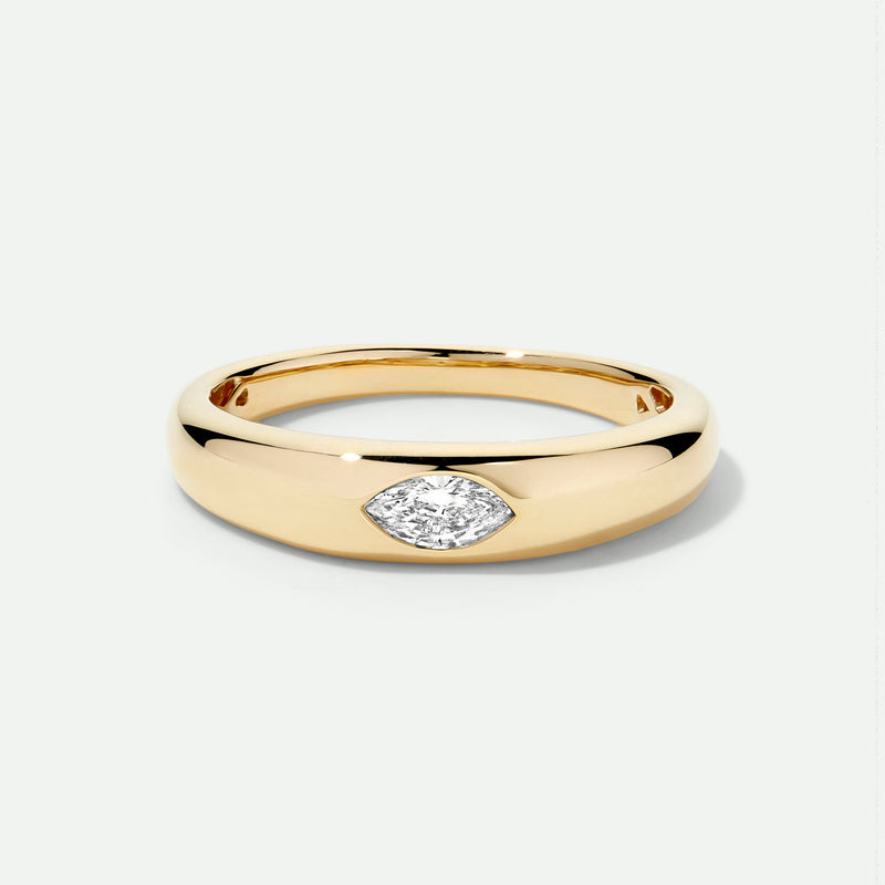Zara - 9ct Yellow Gold 0.15ct tw. Lab Grown Diamond East-West Marquise Band Ring - image 1