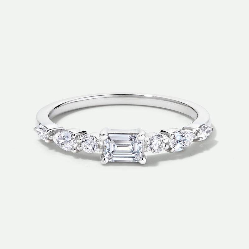 Constance - 9ct White Gold 0.55ct tw. Lab Grown Diamond East-West Emerald Cut Ring - image 1