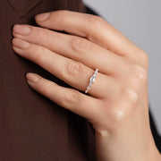 Constance - 9ct White Gold 0.55ct tw. Lab Grown Diamond East-West Emerald Cut Ring - image 2
