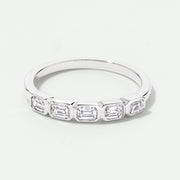 Beatrix - 9ct White Gold 0.53ct tw. Lab Grown Diamond Emerald Cut 5 Stone Band Ring - image 1