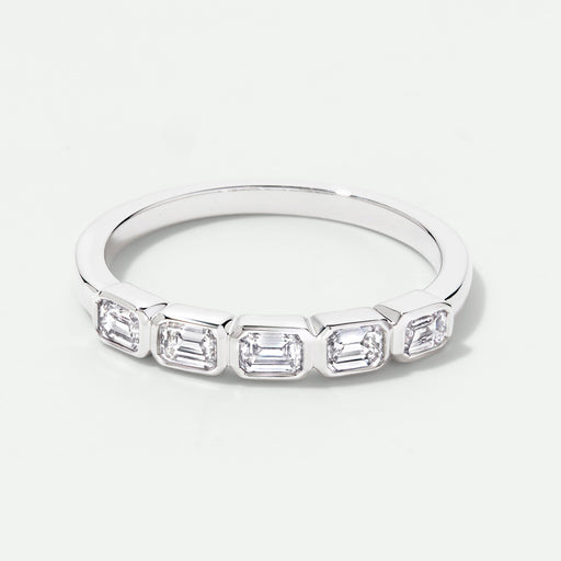 Beatrix - 9ct White Gold 0.53ct tw. Lab Grown Diamond Emerald Cut 5 Stone Band Ring - image 1