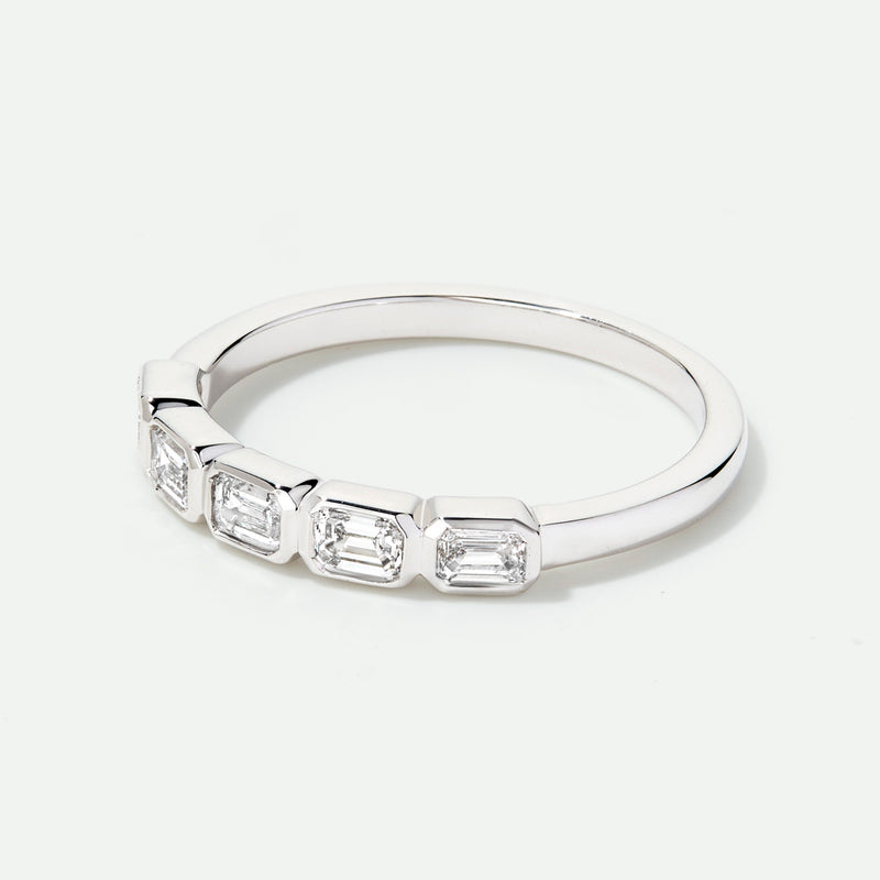Beatrix - 9ct White Gold 0.53ct tw. Lab Grown Diamond Emerald Cut 5 Stone Band Ring - image 3
