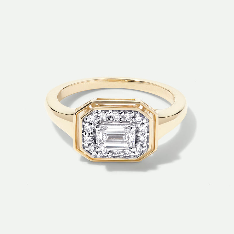 Clara - 9ct Yellow Gold 0.71ct tw. Lab Grown Diamond East- West Bezel Set Cluster Ring - image 1