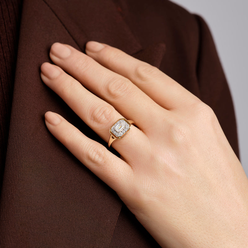 Clara - 9ct Yellow Gold 0.71ct tw. Lab Grown Diamond East- West Bezel Set Cluster Ring - image 3