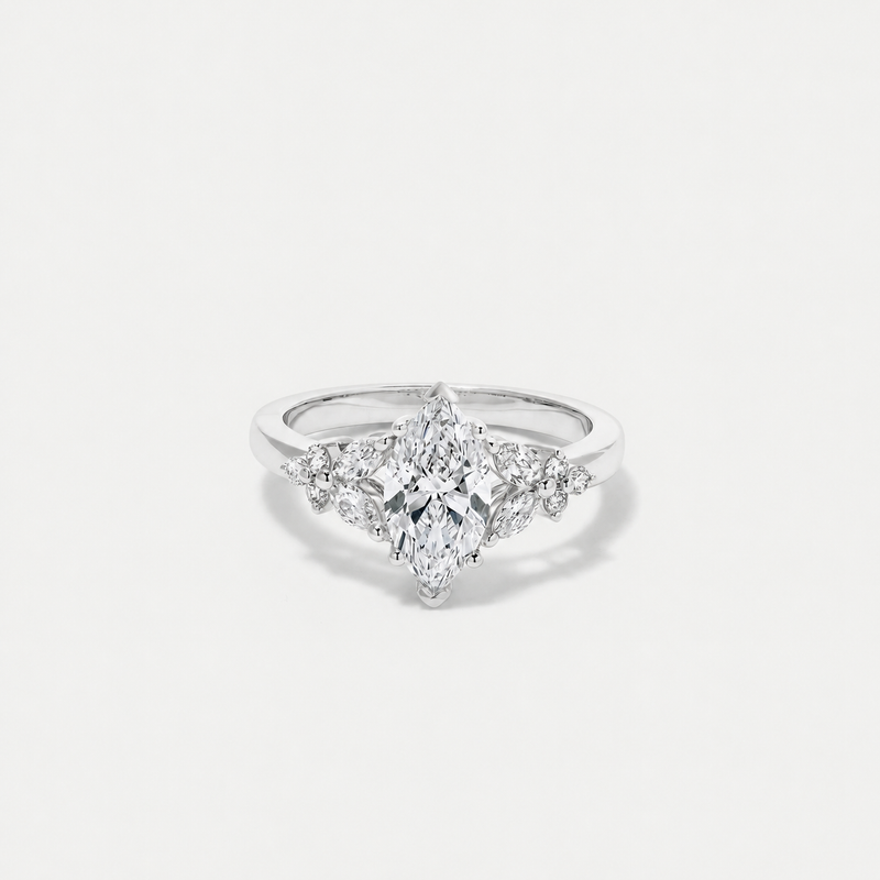 Claudia | 9ct White Gold 1.55ct tw. Lab Grown Diamond Marquise Cluster Ring